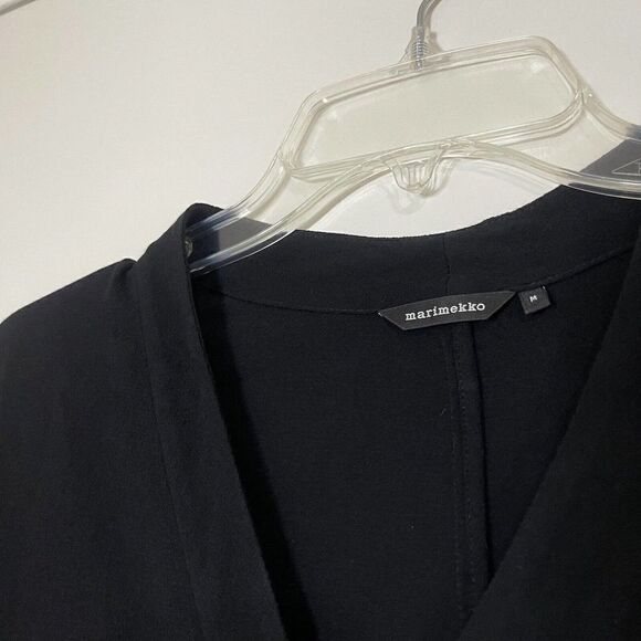 marimekko reija black Vneck Short sleeve shirt midi dress size Medium - Picture 4 of 5